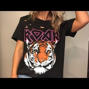 black ripped tiger tee